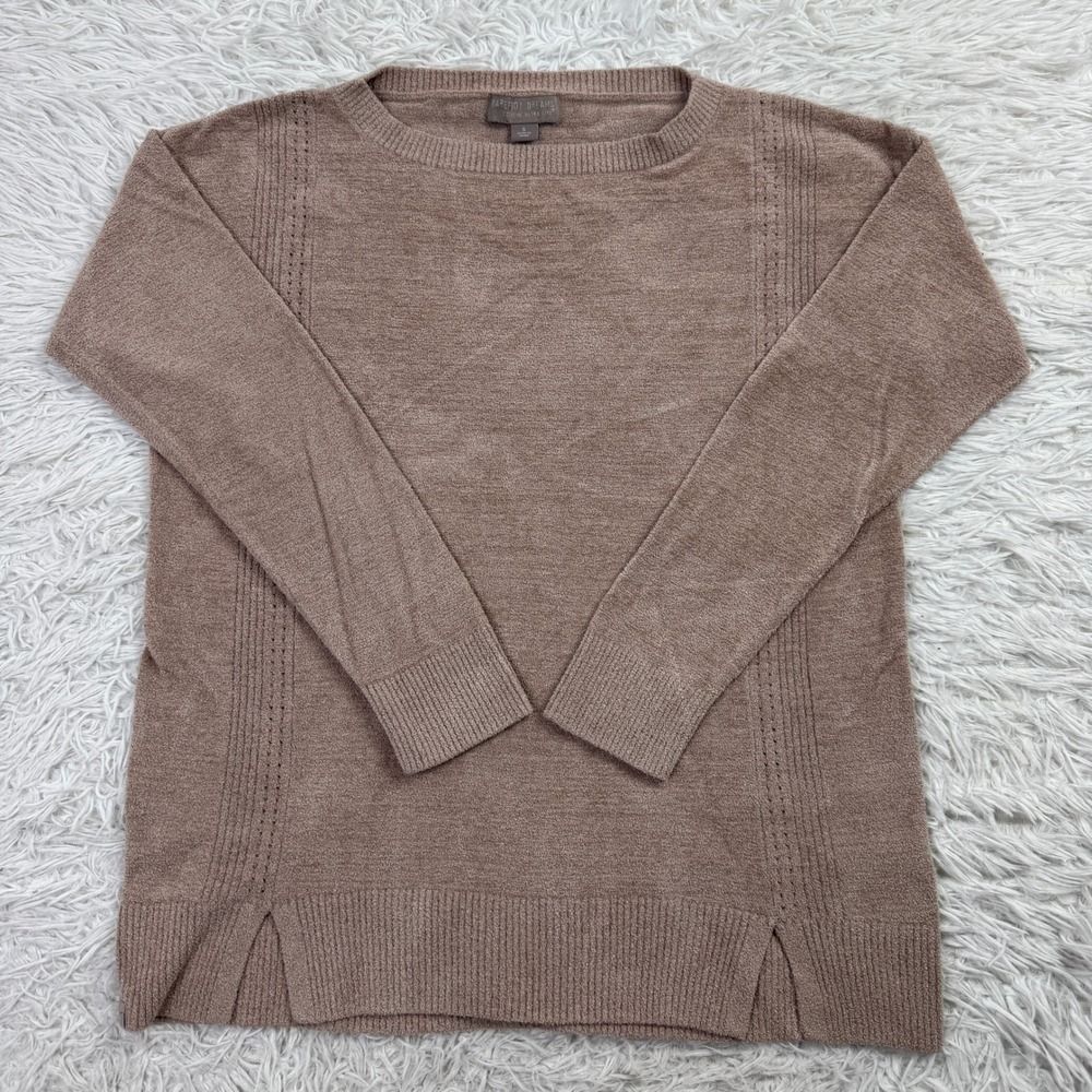 Barefoot Dreams Sweater Womens S Beige Ultra Lite Dockside Pointelle Pullover‎